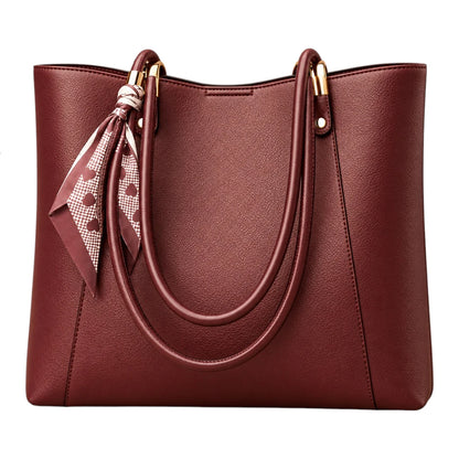 BagRadiance Burgundy Scarf Faux Leather Tote Handbag