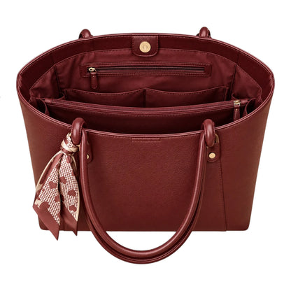 BagRadiance Burgundy Scarf Faux Leather Tote Handbag