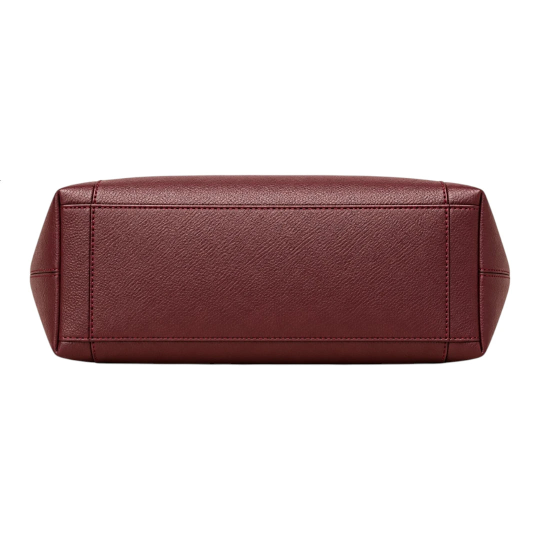 BagRadiance Burgundy Scarf Faux Leather Tote Handbag
