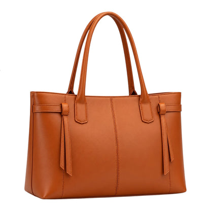 BagRadiance Caramel Tie Faux Leather Tote Handbag