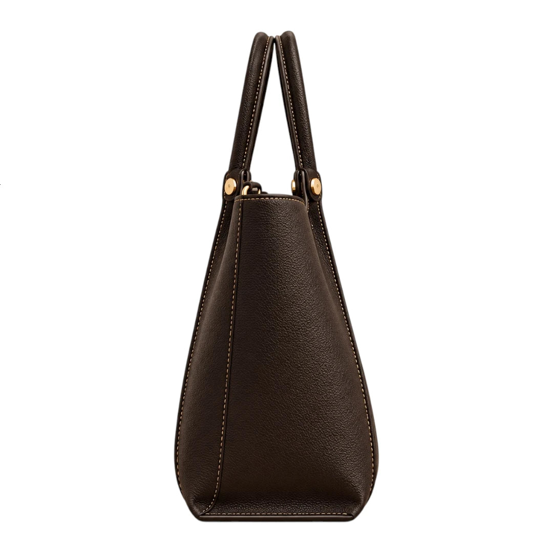 BagRadiance Espresso Lock Faux Leather Tote Handbag