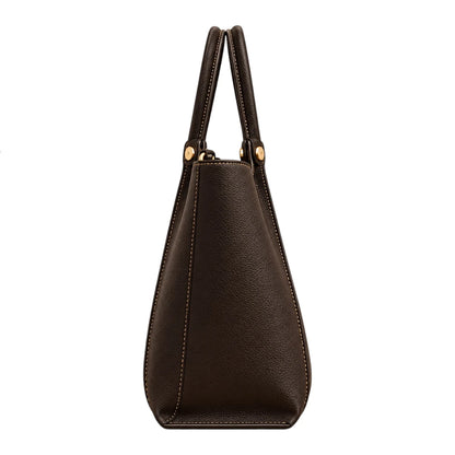 BagRadiance Espresso Lock Faux Leather Tote Handbag