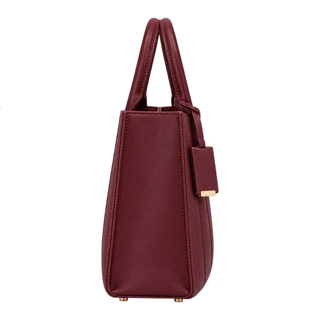 BagRadiance Merlot Panel Faux Leather Tote Handbag
