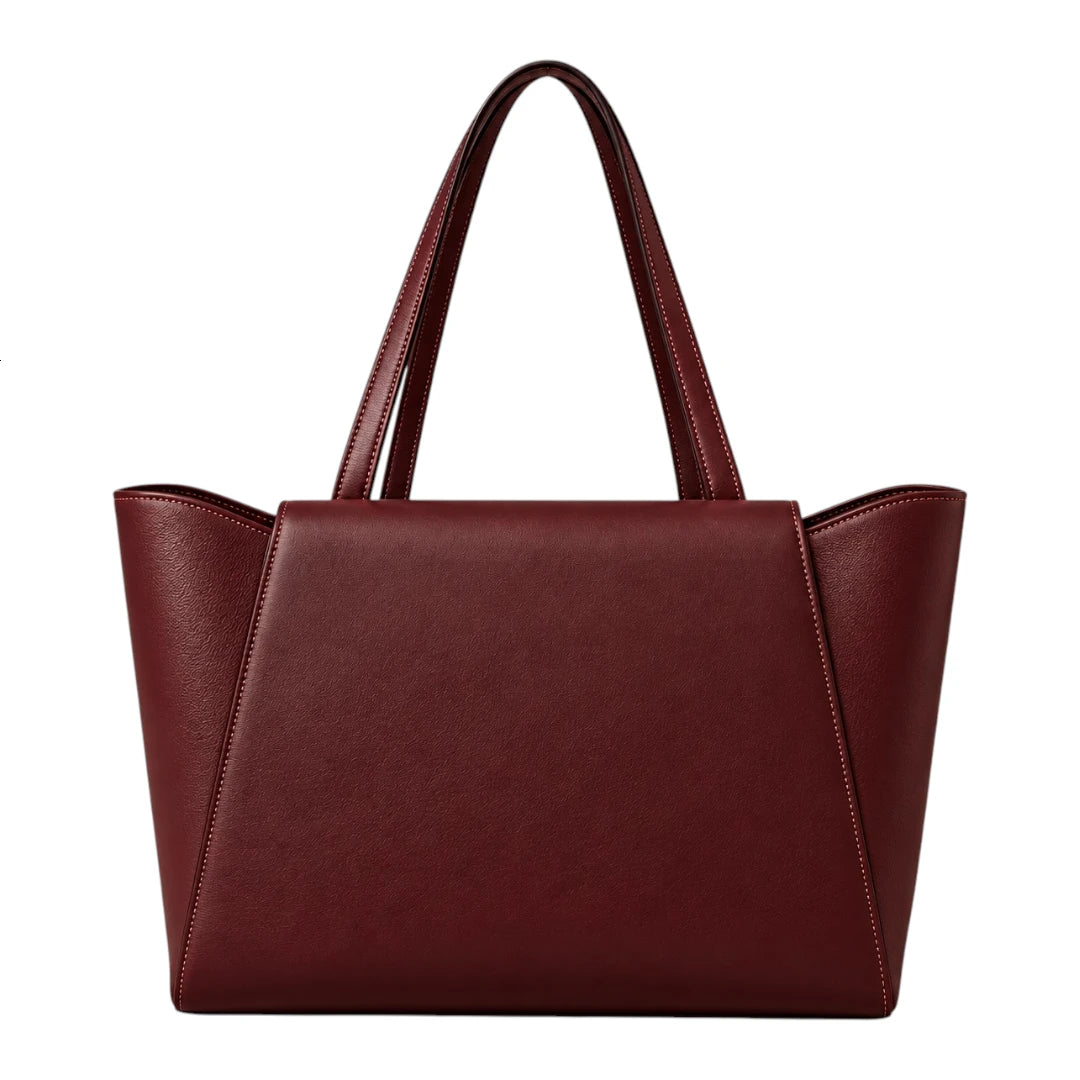 BagRadiance Wine Zip Faux Leather Tote Handbag