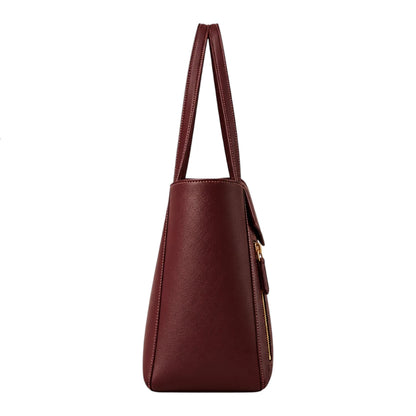 BagRadiance Wine Zip Faux Leather Tote Handbag